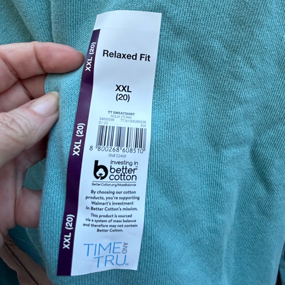 🎉NWT🎉 Time and Tru Aqua Relaxed Crewneck Sweatshirt - Picture 5 of 14